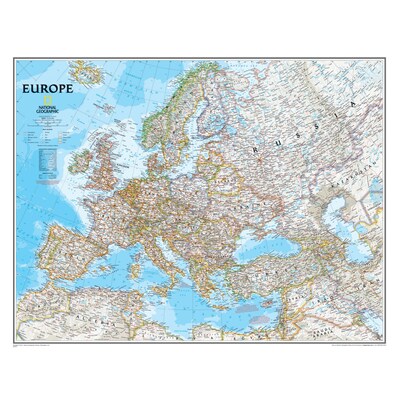 National Geographic Maps Europe Wall Map, 30" x 24"