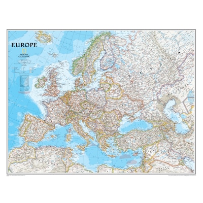 National Geographic Maps Europe Wall Map, 30" x 24"