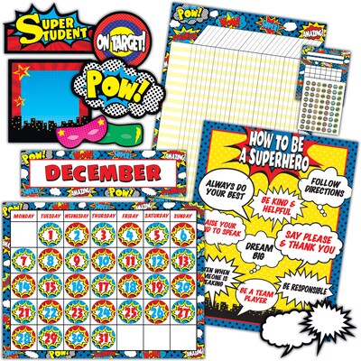 Teacher Created Resources Superhero Set 9/set, 22 x 17 Assorted Sizess and Colors (TCR9666)