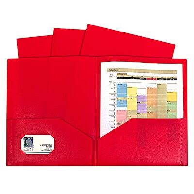 C-Line, Red Two Pocket Poly Portfolios Without Prongs Pack of 10, 8.5 x 11 paper size (CLI32954)