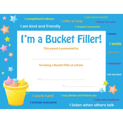 Flipside® Bucket Filler Award, 8.5 x 11, Pack of 30 (FLPUS201)