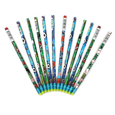 J.R. Moon Sports Assortment Motivational Pencil, Pack of 12 (JRM7492B)