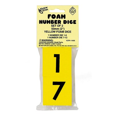 Koplow Games Dice,  Foam Dice, 2, Numeral