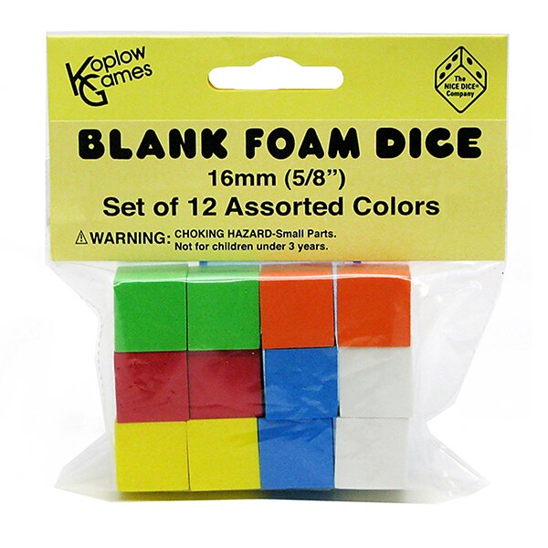 Koplow Games Assorted 16 mm Foam Blank Dice