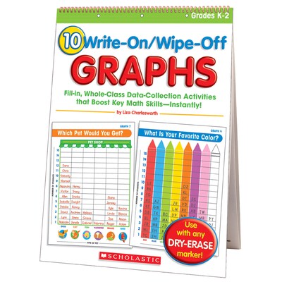Graphing, Scholastic Write-On/Wipe-Off Graphs Flip Chart 10/Pk
