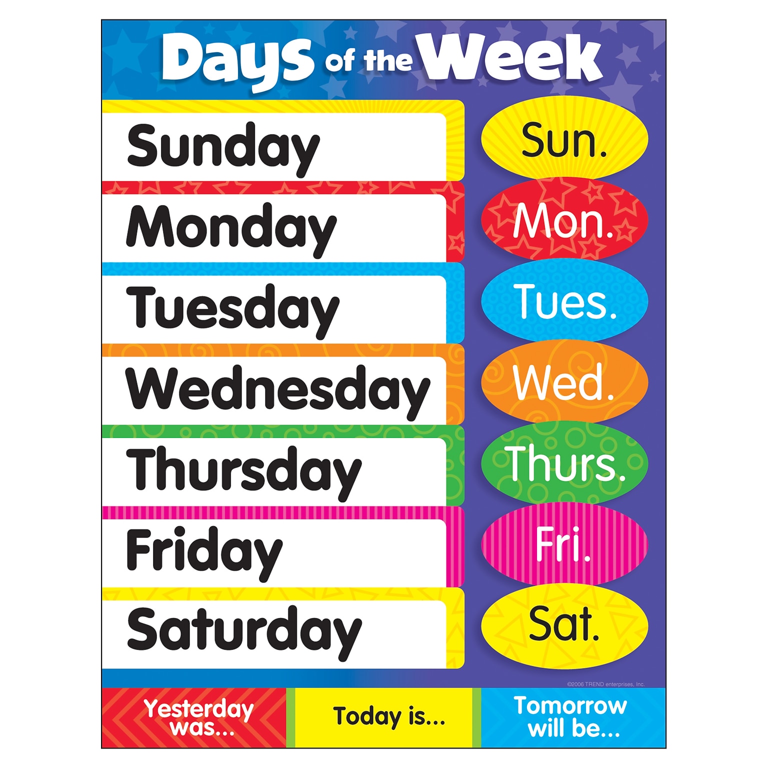 Trend® Learning Charts, Days of the Week, Stars