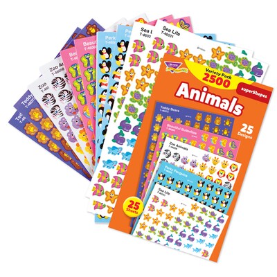 Trend Animals superShapes Stickers Variety Pack, 2500 CT (T-46904)