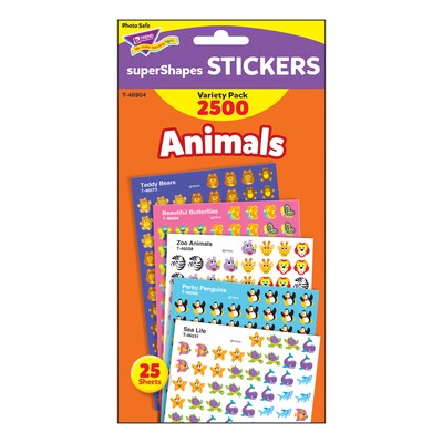 Trend Animals superShapes Stickers Variety Pack, 2500 CT (T-46904)