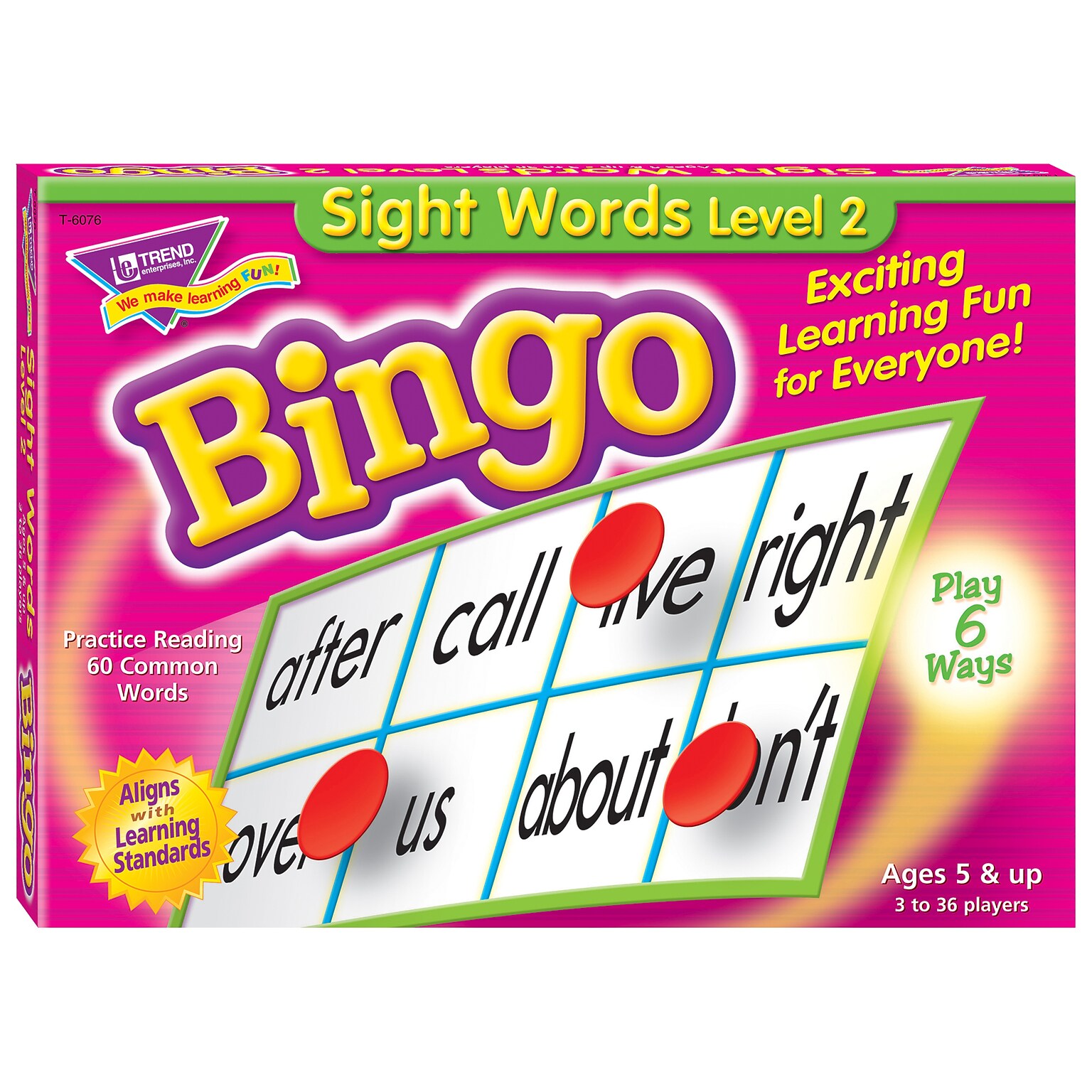 TREND enterprises, Inc. Sight Words Level 2 Bingo Game (T-6076)
