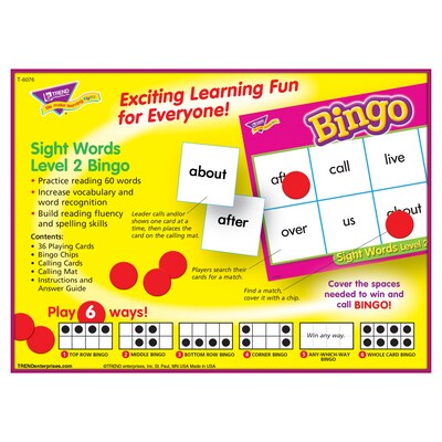 TREND enterprises, Inc. Sight Words Level 2 Bingo Game (T-6076)