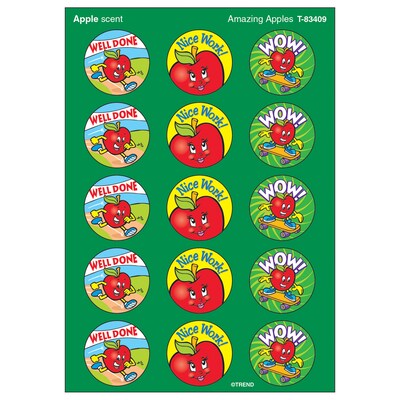Trend Amazing Apples - Apple Stinky Stickers Large Round, 60 ct. (T-83409)