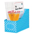 Teacher Created Resources Polka Dots 11H x 8W Non-Woven PVC Book Bin, Aqua with White Polka Dots (TCR20786)