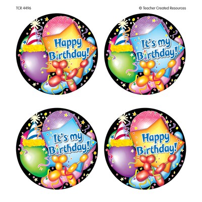 Teacher Created Resources Happy Birthday Wear ’Em Badges, Pack of 32 (TCR4496)