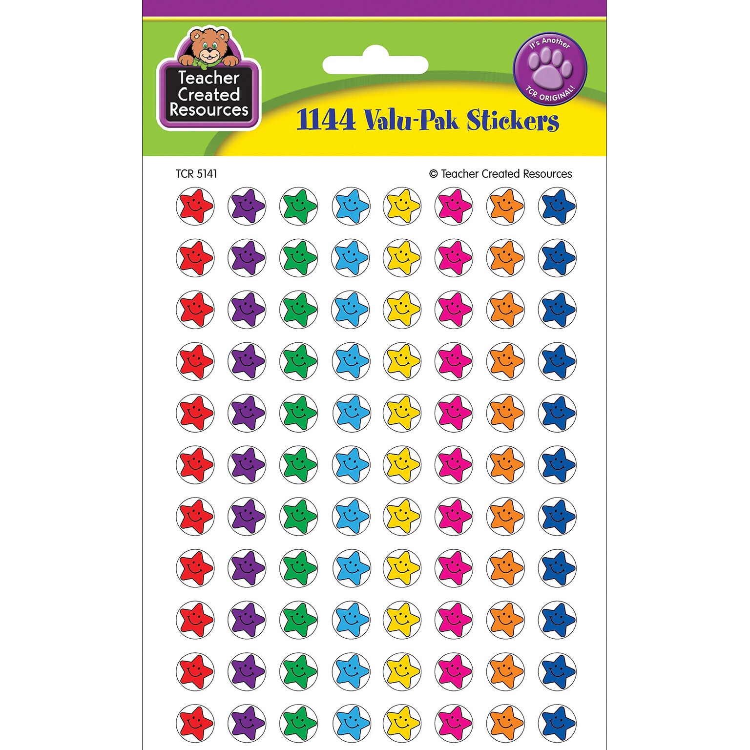 Teacher Created Resources® Mini Stickers, Smiley Stars, 1144/PK, 6 PK/BD