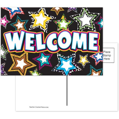 Teacher Created Resources Fancy Stars Welcome Smooth Personal Postcards, Multicolor, 30/Pack (TCR5225)
