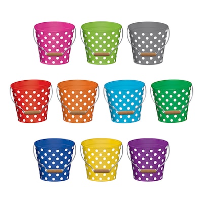 Teacher Created Resources 6 Polka Dots Buckets, Assorted Colors (TCR5631)