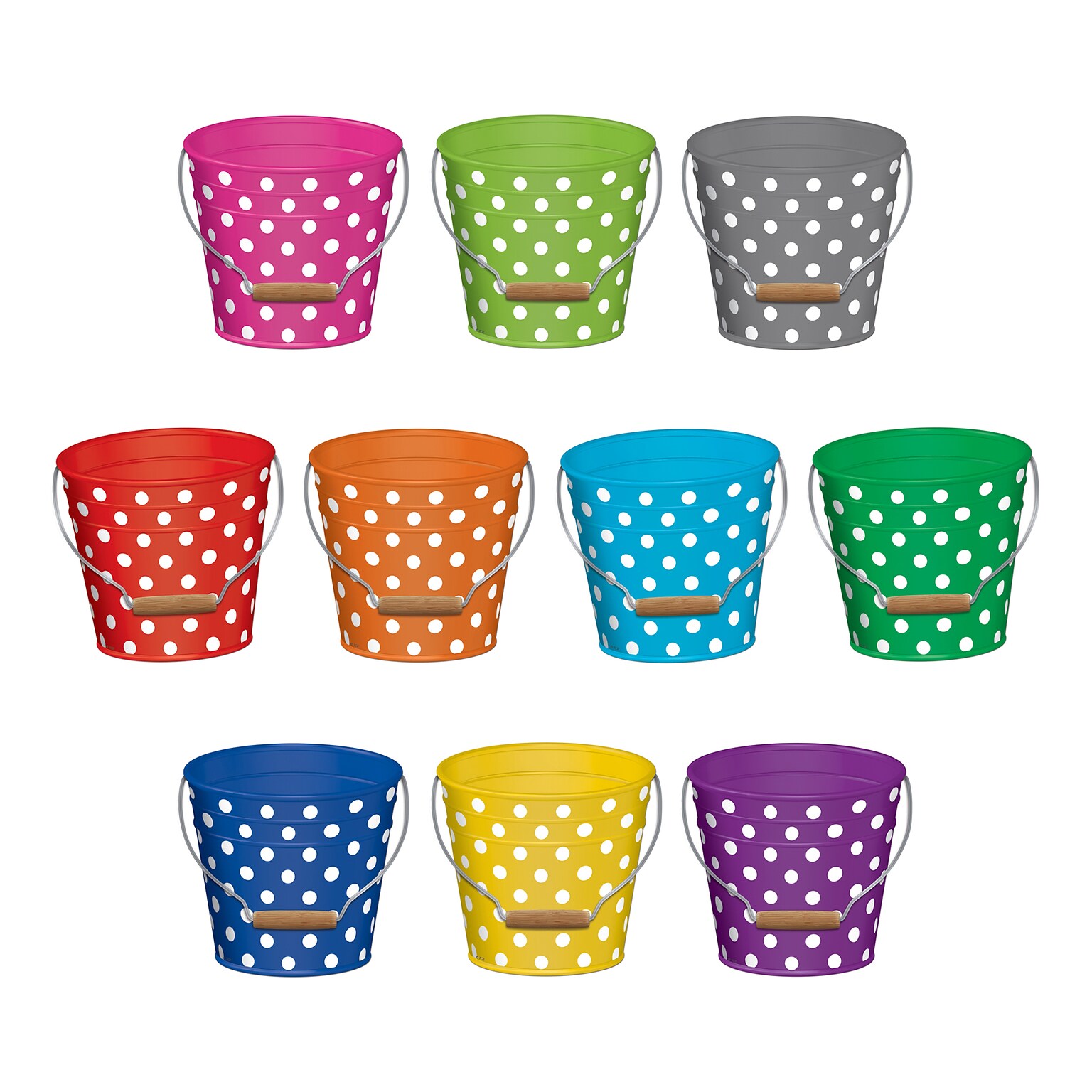 Teacher Created Resources 6 Polka Dots Buckets, Assorted Colors (TCR5631)