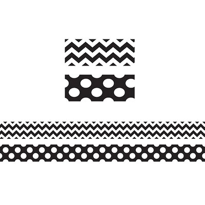 Teacher Created Resources® (TCR73174) Chevrons, 36 x 3 Strips, Double-Sided Border, Black/White