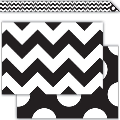 Teacher Created Resources® (TCR73174) Chevrons, 36 x 3 Strips, Double-Sided Border, Black/White