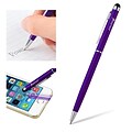 Insten® 1860581 5 1/2 Metal 2-in-1 Capacitive Touch Screen Stylus Ballpoint Pen, Purple