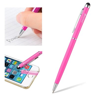 Insten 2in1 Capacitive Touch Screen Stylus with Ball Point Pen for Smartphone Tablet, Pink