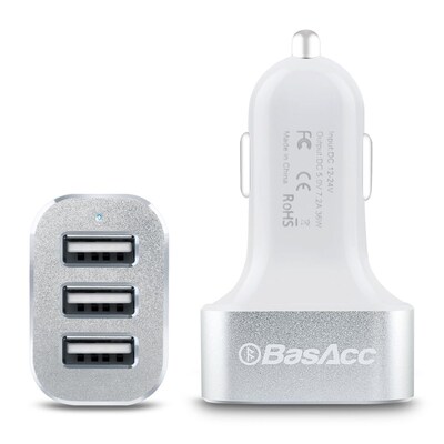 BasAcc® 6.6A 3 Port USB Car Charger for Smartphones and Tablets, White