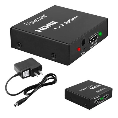 Insten HDMI Amplifier 1X2 Splitter Gold-Plated port for Dual display TV Monitor HDCP1.0/1.1/1.2 Supports 3D 1080p Full HD