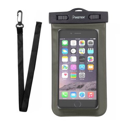 Insten Waterproof Bag Carrying Case Pouch (6.5x3.9) with Lanyard Armband Universal, Black (2130255)