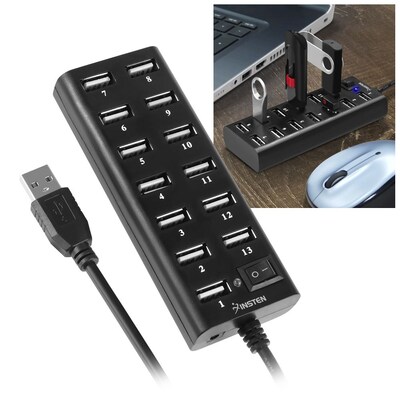 Insten 13-Port USB 2.0 Hub with On Off Power Switch Multiple Usb Port Adapter