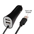 Insten Type-C Car DC Charger Adapter with Dual USB Charing Power Ports - Black