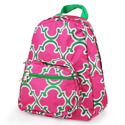 Zodaca Bright Stylish Kids Small Backpack Outdoor Shoulder School Zipper Bag Adjustable Strap - Pink Quatrefoil
