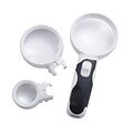 Insten Interchangeable LED Handheld Magnifying Glass Reading Magnifier with Bright Light - 2.5x 6x 16x Multi-Power Lens