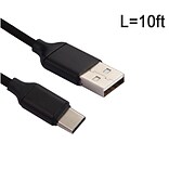 Insten 10FT USB Type-C Data Sync Transmission Fast Charging Cable for Cell phone Universal - Black