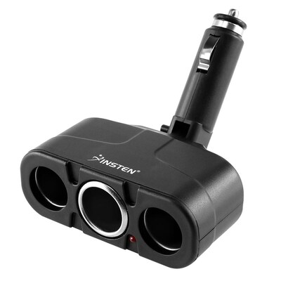 Insten® Three-Way Car Cigarette Lighter Socket Splitter, Black