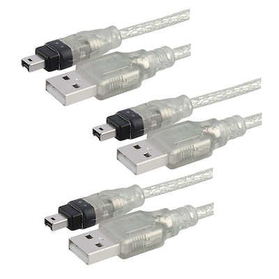 Insten® 6 USB 2.0 to IEEE 1394 4 Pin Firewire DV Cable, Translucent