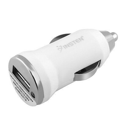 Insten® USB Mini Universal Car Charger Adapter, White