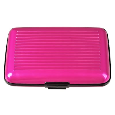 Insten Aluminum Business Card Case With Snap Closure, Pink