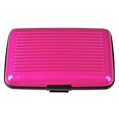 Insten Aluminum Business Card Case With Snap Closure, Pink