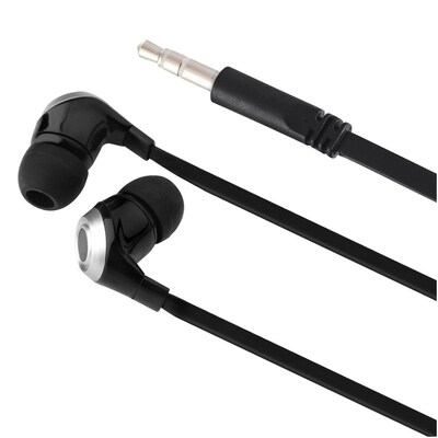 Insten Universal Stereo Headset Earphones For Cell Phone Tablet Apple Earbuds, Black/Silver