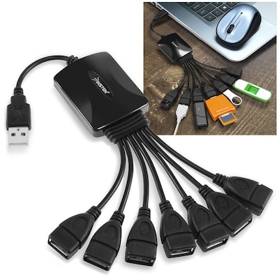 Insten Octopus 7-Port USB 2.0 Hub, Black (PHUBUSBX7P06)