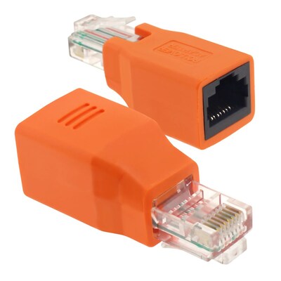 Insten® RJ45 Male/Female Crossover Adapter, Orange