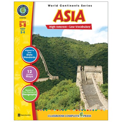 Classroom Complete Press World Continents Series Asia Resource Book, Grades 5 - 8