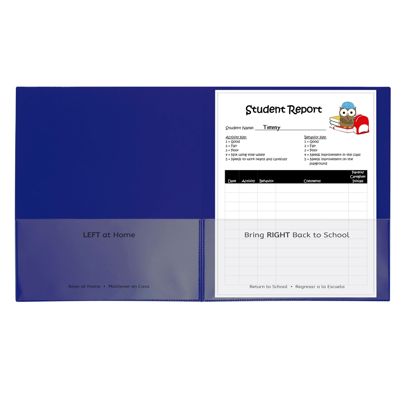 C-Line Classroom Connector School-to-Home Heavy Duty File Folder, Letter Size, Blue, 25/Box (CLI32005)