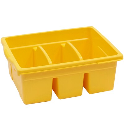 Copernicus Educational Products 15.75"H x 12.5"W Large Divided Plastic Tubs, Yellow (CEPCC4069Y)