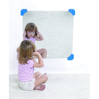 Childrens Factory® Mirror With Mirror Corners And Side Safes, 24" Square