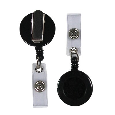 C-Line® Swivel Spring Retracting ID Card Reels With Snap-on ID Strap, Black