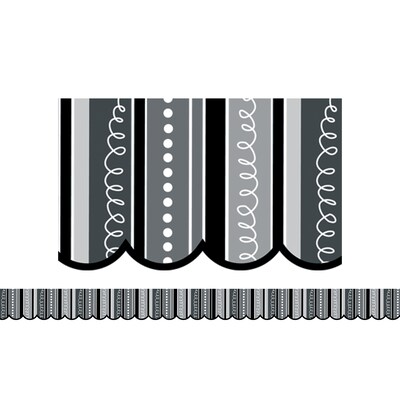 Creative Teaching Press BW Collection CTP7147 35 x 2.75 Scalloped Doodles & Dots Border, Black/White