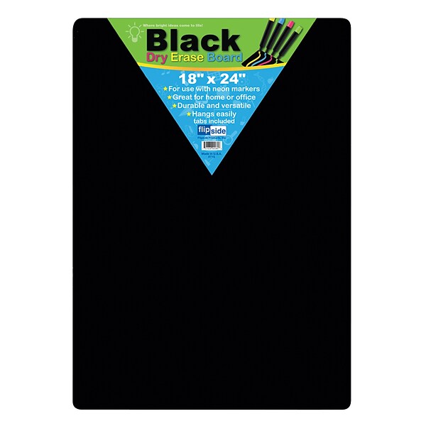 Flipside® Black Dry Erase Board, 24 x 18, 2 EA/BD