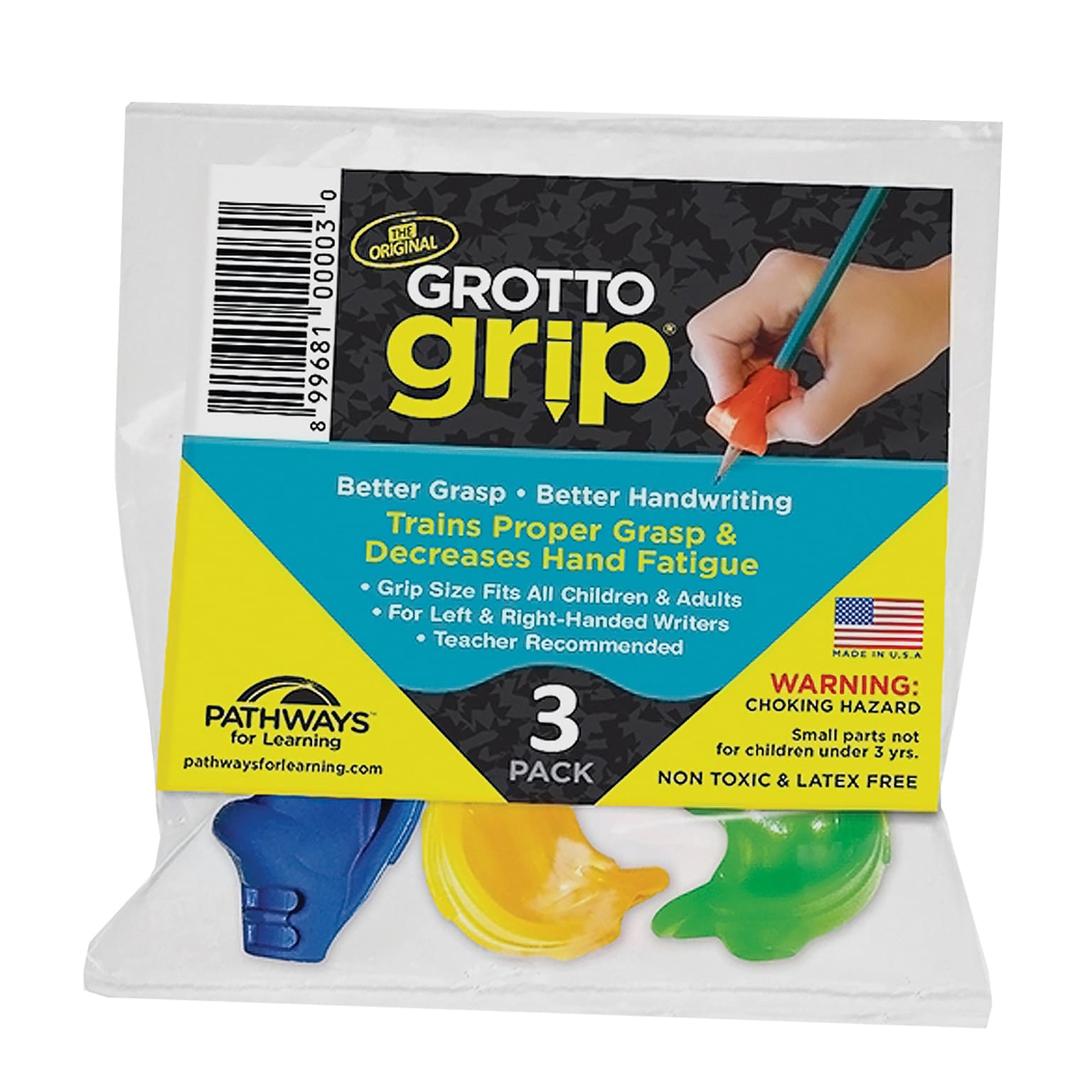 Pathways For Learning Grotto Grip Pencil Grips, Assorted, 3/Pack (GGH03)