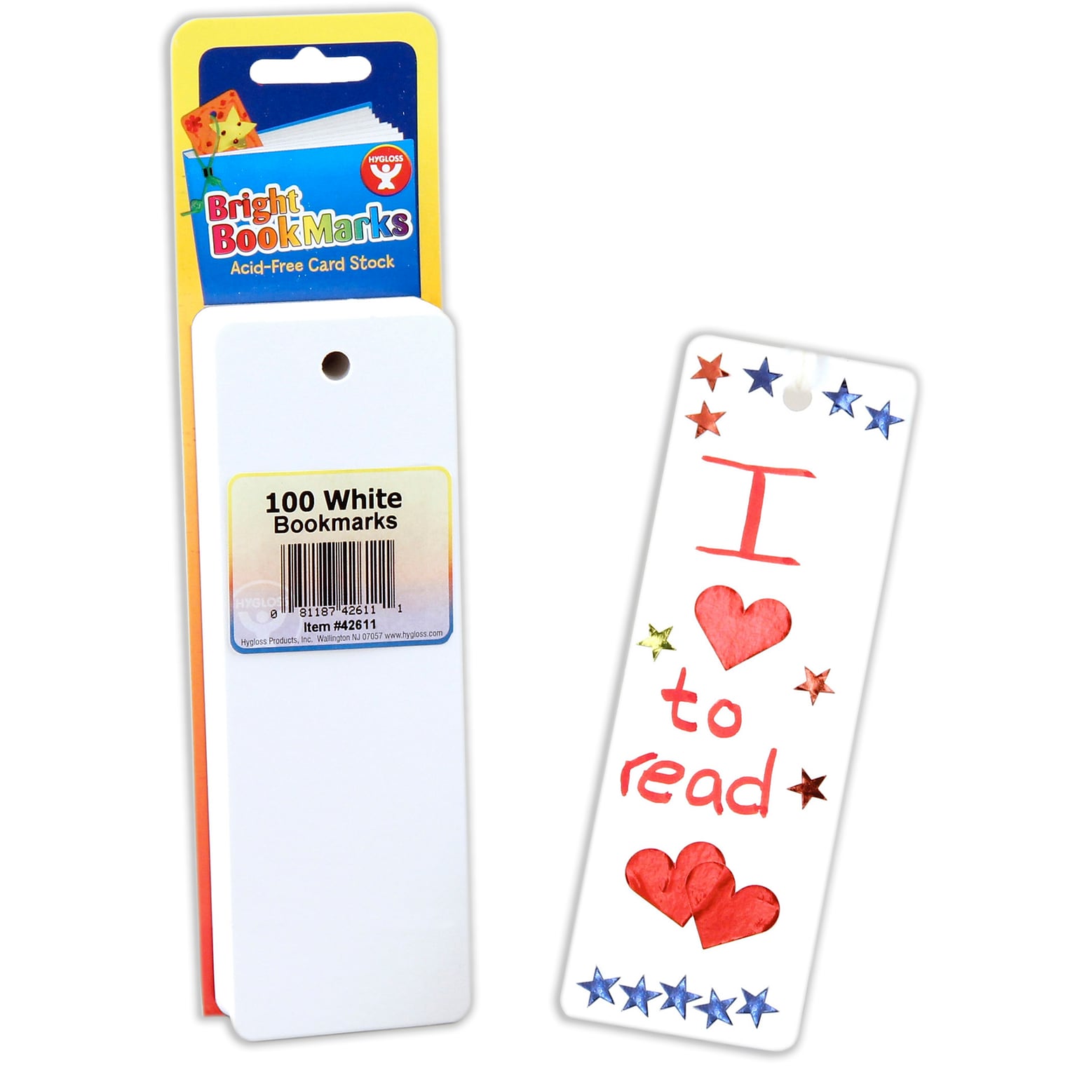 Hygloss 2 x 6 Blank Bookmarks, Ultra White, 100/Pack (HYG42611)